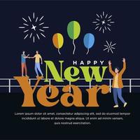 Happy new year city background banner greeting celebration vector