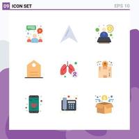 Set of 9 Modern UI Icons Symbols Signs for symptom lung consultant illness tagline Editable Vector Design Elements