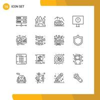 Pack of 16 creative Outlines of avatar warning exploration error transport Editable Vector Design Elements