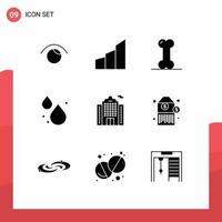 Set of 9 Modern UI Icons Symbols Signs for building spring office blocks droop joints Editable Vector Design Elements