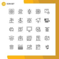 25 Universal Lines Set for Web and Mobile Applications process making nurse cogs emergency Editable Vector Design Elements