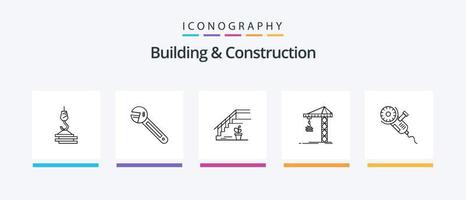 edificio y construcción línea 5 5 icono paquete incluso ordenó sierra. llave. cuchilla. fuerza. creativo íconos diseño vector