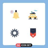 4 Universal Flat Icon Signs Symbols of alarm setting car vehicle military Editable Vector Design Elements