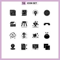 Group of 16 Solid Glyphs Signs and Symbols for build pie insight food cake Editable Vector Design Elements