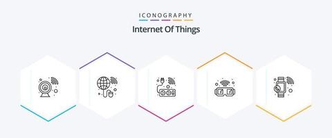 Internet Of Things 25 Line icon pack including smart. smart. plug. glasses. device vector