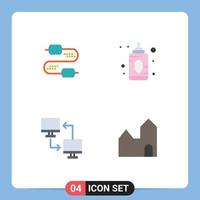 4 Universal Flat Icons Set for Web and Mobile Applications cable mobile capacitors feeder transfer Editable Vector Design Elements