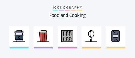 Food Line Filled 5 Icon Pack Including food. baking. food. meal. drink. Creative Icons Design vector