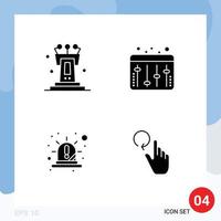 User Interface Pack of 4 Basic Solid Glyphs of pedestal light tribune equalizer siren Editable Vector Design Elements