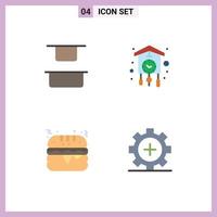 Mobile Interface Flat Icon Set of 4 Pictograms of distribute food clock cuckoo care Editable Vector Design Elements