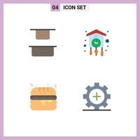 Mobile Interface Flat Icon Set of 4 Pictograms of distribute food clock cuckoo care Editable Vector Design Elements