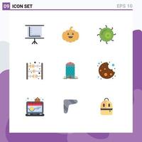 Set of 9 Modern UI Icons Symbols Signs for cookie space plant tower building Editable Vector Design Elements