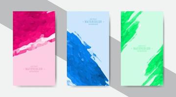 Colorful watercolor stains background design collection for social media template and stories vector