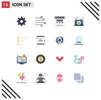 16 User Interface Flat Color Pack of modern Signs and Symbols of find business browser electric energy Editable Pack of Creative Vector Design Elements