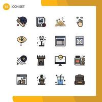 Mobile Interface Flat Color Filled Line Set of 16 Pictograms of curious right coin left hand Editable Creative Vector Design Elements