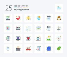 Morning Routine 25 Flat Color icon pack including check list. schedule. morning. list. sunny vector