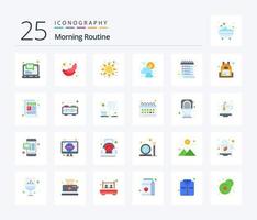 Morning Routine 25 Flat Color icon pack including check list. schedule. morning. list. sunny vector