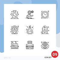 9 User Interface Outline Pack of modern Signs and Symbols of marker location gear customer time Editable Vector Design Elements