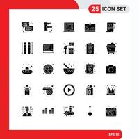 User Interface Pack of 25 Basic Solid Glyphs of identity id water online education Editable Vector Design Elements