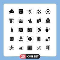 25 Universal Solid Glyphs Set for Web and Mobile Applications board medical sub flower wizard money Editable Vector Design Elements