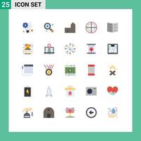Universal Icon Symbols Group of 25 Modern Flat Colors of bookmark target castle building military bulls eye Editable Vector Design Elements