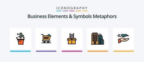 Business Elements And Symbols Metaphors Line Filled 5 Icon Pack Including info. pointer. protection. map. tips. Creative Icons Design vector