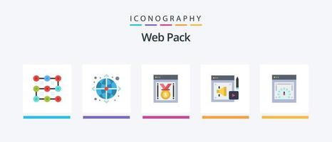 Web Pack Flat 5 Icon Pack Including page speed test. megaphone. best website. loud hailer. web. Creative Icons Design vector