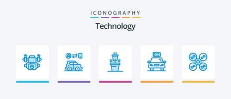 Technology Blue 5 Icon Pack Including quad copter. drone. plant. power. electric. Creative Icons Design vector