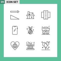 Pack of 9 creative Outlines of samsung mobile apartments smart phone residential flats Editable Vector Design Elements