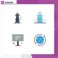 4 Universal Flat Icons Set for Web and Mobile Applications strategy sport knight water sign Editable Vector Design Elements