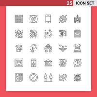 Set of 25 Modern UI Icons Symbols Signs for design gear reload process smartphone Editable Vector Design Elements