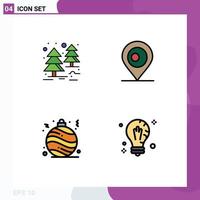 Universal Icon Symbols Group of 4 Modern Filledline Flat Colors of forest mind location ball idea Editable Vector Design Elements