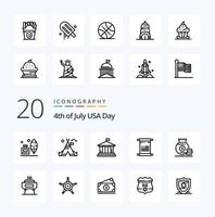 20 Usa Line icon Pack like bag usa bank american scroll vector