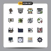 16 Flat Color Filled Line concept for Websites Mobile and Apps chat support chat preferences video web browser Editable Creative Vector Design Elements