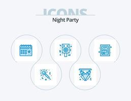 Night Party Blue Icon Pack 5 Icon Design. party. celebration. night. speaker. night vector