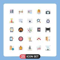 User Interface Pack of 25 Basic Flat Colors of image gear account labour jacket Editable Vector Design Elements