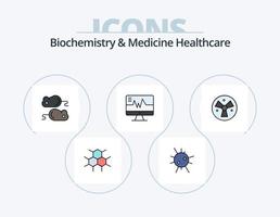 Biochemistry And Medicine Healthcare Line Filled Icon Pack 5 Icon Design. medical. dish. aid. petri. medical vector