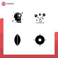 4 Creative Icons Modern Signs and Symbols of head surf mind plant gps Editable Vector Design Elements