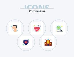 Coronavirus Flat Icon Pack 5 Icon Design. protection. bacteria. cough. time. heart vector