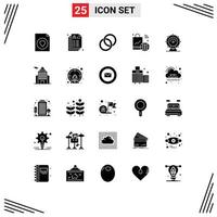 Set of 25 Vector Solid Glyphs on Grid for wifi wifi wedding iot internet Editable Vector Design Elements