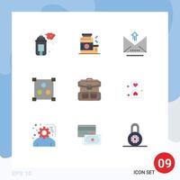 Set of 9 Modern UI Icons Symbols Signs for backpack online supplement design upload Editable Vector Design Elements