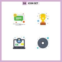 4 Universal Flat Icon Signs Symbols of alert concept smile silver internet Editable Vector Design Elements