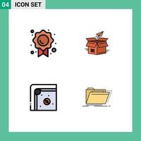 User Interface Pack of 4 Basic Filledline Flat Colors of certificate shipping mark package air hockey Editable Vector Design Elements