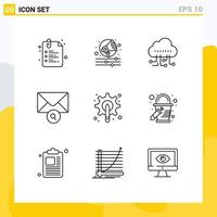 9 User Interface Outline Pack of modern Signs and Symbols of gear pen manage graphic search Editable Vector Design Elements