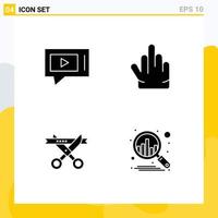 Mobile Interface Solid Glyph Set of Pictograms of chat modern service high five business Editable Vector Design Elements