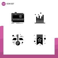 Modern Set of 4 Solid Glyphs and symbols such as crowdfunding modern platform economics blueprint Editable Vector Design Elements