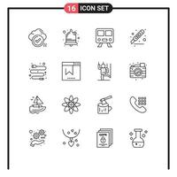 Group of 16 Modern Outlines Set for cable office maps desk cut Editable Vector Design Elements