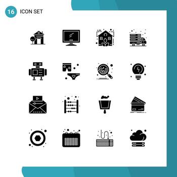 16 Solid Glyph concept for Websites Mobile and Apps robot transfer pc online real Editable Vector Design Elements