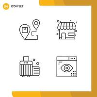 Set of 4 Modern UI Icons Symbols Signs for delivery bag map market store case Editable Vector Design Elements