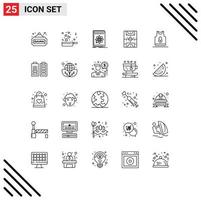 25 User Interface Line Pack of modern Signs and Symbols of basketball football api game science Editable Vector Design Elements