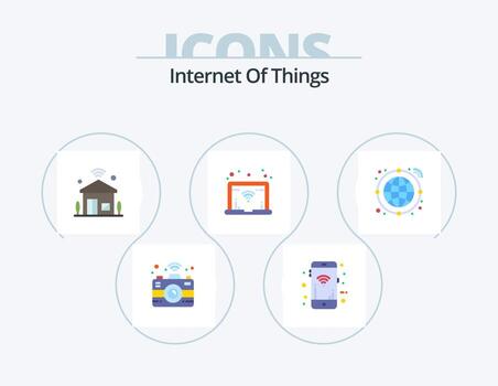 Internet de cosas plano icono paquete 5 5 icono diseño. . Internet. Internet. globo. red vector